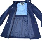 London Fog Water Resistant Navy Gold Accents Hooded Trench Coat Medium Photo 8