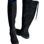 Adam Tucker Black Suede Knee Boots Kody Round Toe 1/2 Zip Low Heel Womens Size 8 Photo 2