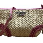 Brighton Straw & Pink Leather Vintage Purse adjustable strap crossbody B31 Photo 0