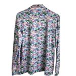 Stella Parker Pink Top Large Long Sleeve 1/4 Zip Floral UPF Golf Hiking Stretch Blue Photo 1