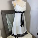 My Michelle  White and Black Pleated Wrap midi dress Photo 14