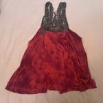 Free People  Red and Brown Boho Crochet Detail Top Photo 4