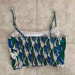 ZARA  Crop Top Small Ruched Stretching Back Spaghetti  Strap Blue/Green Photo 1