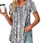 Popyoung Plus Size 3XL Snakeskin Blouse Tunic Rayon Spandex Top White Photo 0