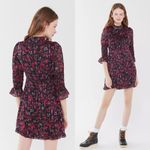 Urban Outfitters Laura Ashley Maisy Mock Neck Mini Dress Floral Shirred Black UO Photo 2