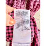 Ganni $400  Shirred Gingham Seersucker V-Neck Midi Dress Pink/Black Sz 36 / US 10 Photo 10