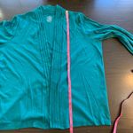 LLBean Cardigan Teal XL REG Supima Cotton Pintuck Open Front Long Sleeve Blue Photo 8