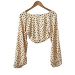 We Wore What Ditsy Daisy Flower Billow Long Sleeve Crop Top Small Ivory Yellow Photo 1