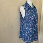 Attention Floral blue chiffon button top Size Large Photo 2