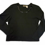 Liz Claiborne 90s Vintage  100% Cotton Beaded Chevron Pattern Neckline Top XL Photo 0