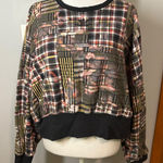Adidas  HER Studio London‎ Plaid Patchwork Cropped Crewneck Pullover Sweatshirt Photo 0