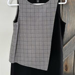 Fifteen Twenty  Blouse Round Neck Sleeveless Gingham Colorblock Black‎ Gray Small Photo 0