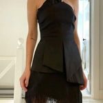 Alyn Paige Vintage Y2K Asymmetric Fringe Hem Strapless Mini Dress Size 5/6 Black Photo 4