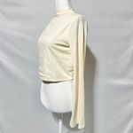 Band Of The Free New Cutout Back Bell Sleeve Mock Neck Crop Top Cream Size Small Photo 9
