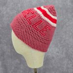 Pink Red Annabelle Crochet Knit Bucket Cap Hat Fun VTG Y2K Funky Beanie Photo 2
