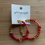 Free People  Panama Acrylic Glass Stone Beaded Hoops - Desert/Red‎ - NWT Photo 1