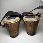 Born Concept B.O.C. 10 Dandee Wedge Leather Sandal Boho Blue Peep Toe 3D Flower Photo 7