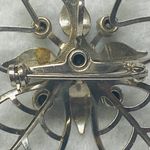 Silver Tone Flower Pin Brooch Pendant Filagree Rivet Construction Rhinestones Photo 13