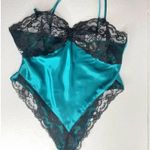 Victoria's Secret Vintage Victoria’s Secret Gold label Satin Lace Lingerie Teddy size S Teal/Black Photo 7