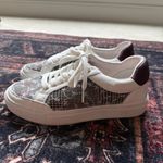 BIRDIES the Cardinal Leather Sneakers in Floral Houndstooth plaid White Size 7 Photo 4