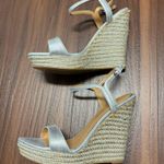 Badgley Mischka Silver Wedge Platform Evening Shoes Photo 7