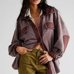 Free People  Ruby Jacket Pink Burgundy Fleece Shacket Sz Small Oversized Boho Photo 0