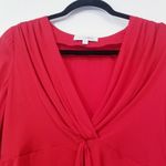 Intermix  Silk Blend Red Pleated Satin Blouse Long Sleeves Photo 2