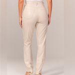 Abercrombie & Fitch Abercrombie Slim Straight Leg High Rise Cream Faux Leather Jeans Size 24 NEW Photo 1