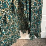 Cienna Long Maxi Silk Blend Wrap Dress Ruffle Hem w/ Tie Waist Belt Blue Photo 3