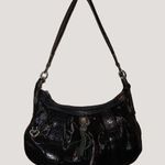 Brighton Leather Black Hobo Tassel Satchel Purse Bag Silver Tone Work of Art Photo 0