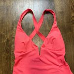 ZARA NWT Cross Strap One Piece Swimsuit Sz Medium Orange Pink Deep Vneck Photo 5