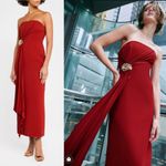 Acler. NEW NWT Whitnell Strapless Midi Dress In Burgundy Photo 2