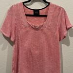 Anthropologie W5 Red White Stripe Short Flutter Square Neck Blouse Photo 0