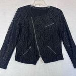 Mossimo Women’s Black Lace Bomber Moto Bikercore Jacket Grunge Whimsigoth Witchy Size L Photo 0
