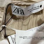 ZARA NWT Champagne Asymmetrical Cap Sleeve V Neck Crinkle Blouse Top Pullover M Photo 5