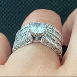 Engagement Wedding Band CZ Ring Set 6 Silver Photo 2