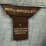 Bit & Bridle Cotton Denim Button Down Long Sleeve Belt Loop Shirt Dress Womens L Blue Size L Photo 11