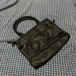 Nine & Co. muted black handbag contrast stitching double strap handles Photo 1