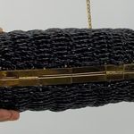 Vintage Geni made in Hong Kong black basket weave bag summer winter formal Photo 5