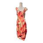 DKNY by Donna Karan Short Sleeve V-Neck Marble Print Satin Midi Dress Size 6 Photo 1