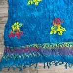 Hawaiian Turquoise Floral Pareo Beach Cover Up Wrap Sarong Dress 58 x 36 in Blue Size undefined Photo 4