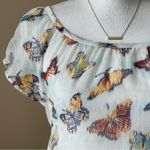 Mudd  | Sheer White Butterfly Print Blouse Sz S Photo 1