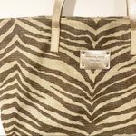 Michael Kors  Gold Metallic Zebra Animal Print Tote Bag Beach Travel Photo 1