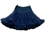 VTG Malco Modes Nylon Petticoat Skirt Navy L Tier Ruffle 80s Rockabilly Costume Blue Size XL Photo 1