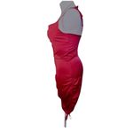 Halfisland Womens Dress Red Spaghetti Strap Ruched Bodycon Satin Silky Size L Size L Photo 7
