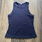 Old Navy Rib Knit Cotton Ruffle Trim‎ Racerback Blue Layering Tank Top Medium 90s Minimal Photo 0