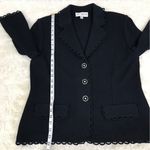 St. John Collection Black Santana Knit Blazer Jacket Button Front Size 12 Photo 9