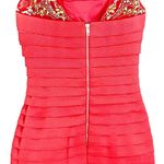 Sherri Hill  Sleeveless Coral Pink Embellished Cocktail Dress 0 Sheer Beaded Neck Photo 5