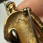 Fisherman Rhinestone Brooch Pin Gold Tone Man Fishing Green Enamel Overalls Photo 6