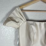 Alfred Sung  Evening Gown Off the Shoulder Satin Dress Trumpet Champagne Nude 4 Photo 3